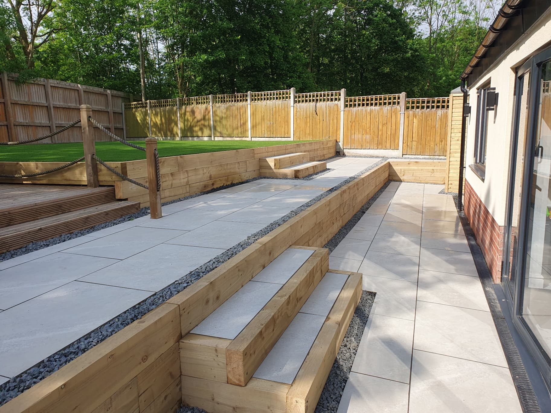 Sleeper steps with paving detail Sheffield